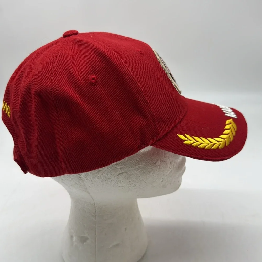 United States Marine Corps Red Baseball Cap Adjustable HT8260 - Picture 2 of 5
